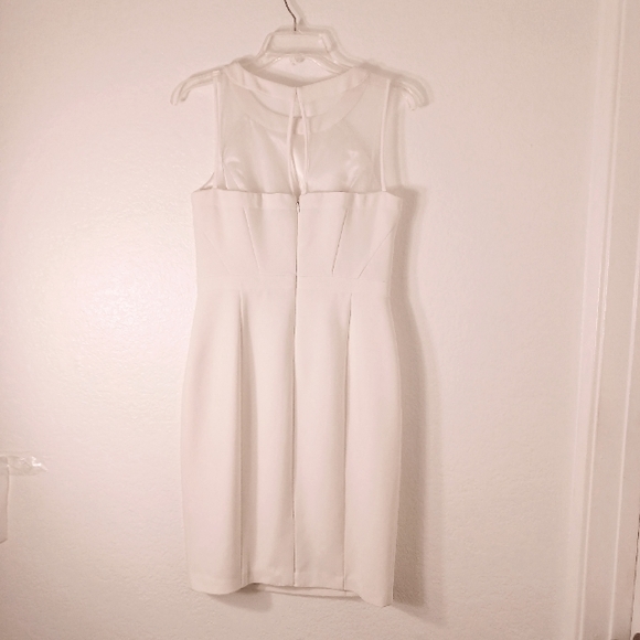 White House Black Market Sleeveless Mesh Iconic White Sheath Dress Size 4 - Picture 10 of 14